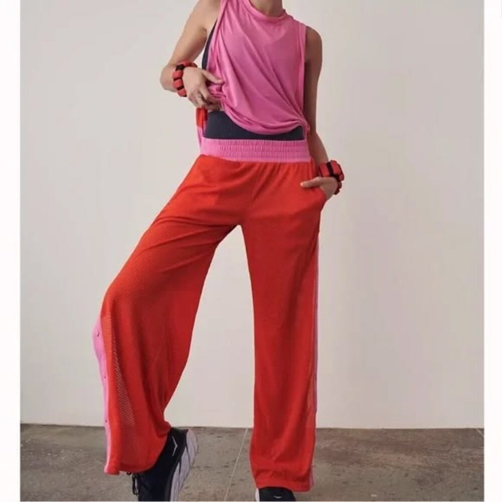 NWT Free People Movement Women's Nothing But Net Set Red Pink Flame Size Medium